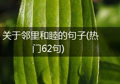 关于邻里和睦的句子(热门62句)