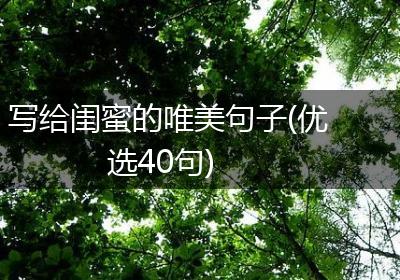 写给闺蜜的唯美句子(优选40句)