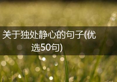关于独处静心的句子(优选50句)