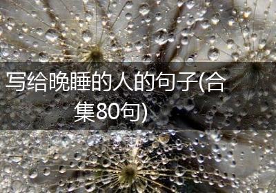 写给晚睡的人的句子(合集80句)