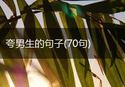 夸男生的句子(70句)