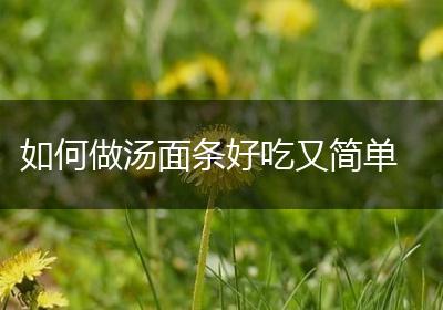 如何做汤面条好吃又简单
