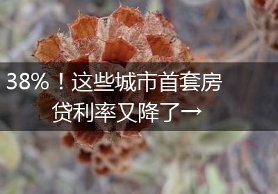 38%！这些城市首套房贷利率又降了→