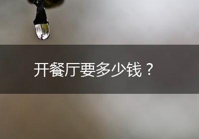 开餐厅要多少钱？