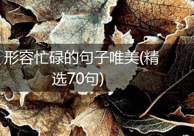 形容忙碌的句子唯美(精选70句)