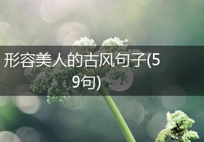 形容美人的古风句子(59句)
