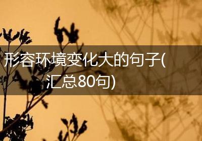 形容环境变化大的句子(汇总80句)