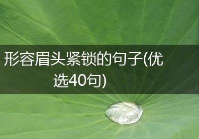 形容眉头紧锁的句子(优选40句)