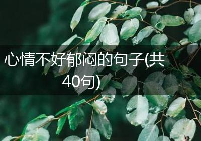 心情不好郁闷的句子(共40句)