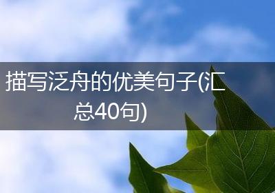 描写泛舟的优美句子(汇总40句)