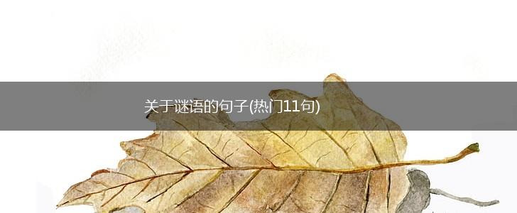 关于谜语的句子(热门11句),第1张