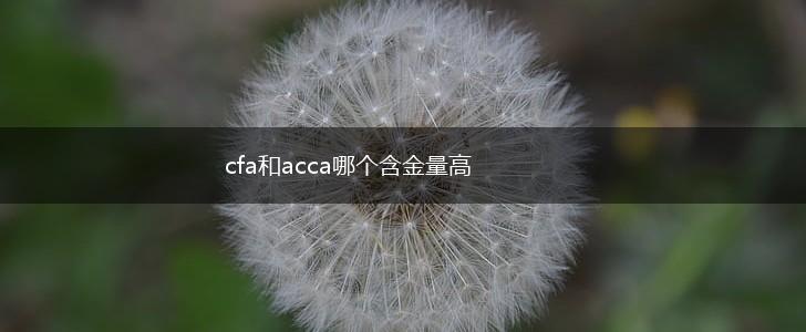 cfa和acca哪个含金量高,第1张