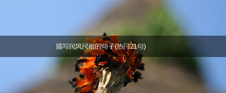 描写民风民俗的句子(热门21句),第1张
