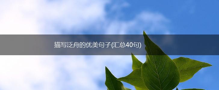 描写泛舟的优美句子(汇总40句),第1张