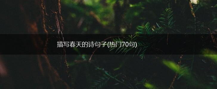 描写春天的诗句子(热门70句),第1张