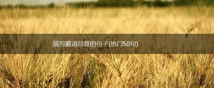 描写霸道总裁的句子(热门50句),第1张